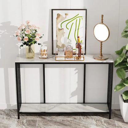 2 Tier Modern Console Table Heavy Duty Sintered Stone