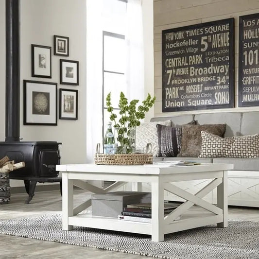 Seaside Lodge Off-White Weathered Finish Coffee Table by Homestyles