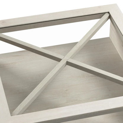 Lennox Farmhouse Glass Coffee Table with Storage by Bush Furniture