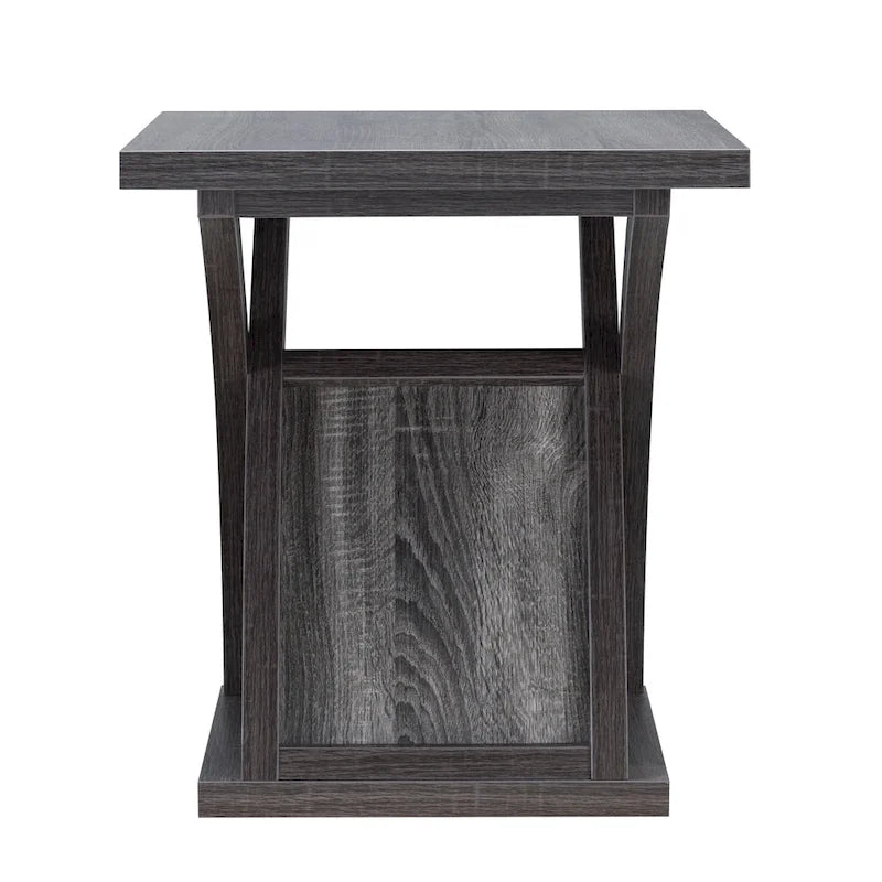 DH BASIC Transitional Distressed Grey 22-inch 1-Shelf End Table by Denhour