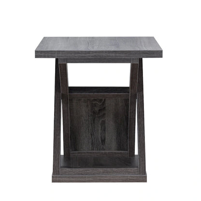 DH BASIC Transitional Distressed Grey 22-inch 1-Shelf End Table by Denhour