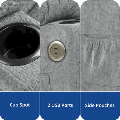 Moasis Grey Fabric Power Lift Recliner Chair for Elderly