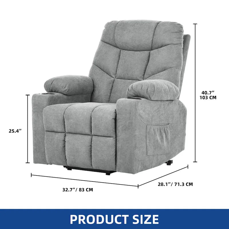 Moasis Grey Fabric Power Lift Recliner Chair for Elderly