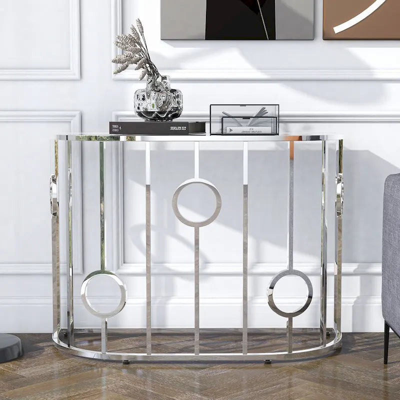 Hoop Glam Chrome 42-inch Mirror Sofa Table by Furniture of America