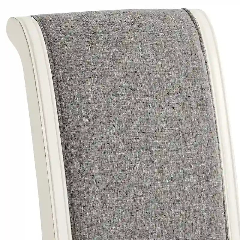 Roundhill Furniture Belleza Antique White Solid Wood Upholstered Dining Chairs, Set of 2
