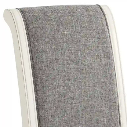 Roundhill Furniture Belleza Antique White Solid Wood Upholstered Dining Chairs, Set of 2