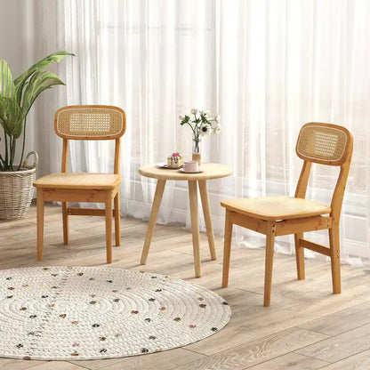 Rattan Accent Chairs Set of 2 Bamboo Frame Cane Woven Backrest &Seat