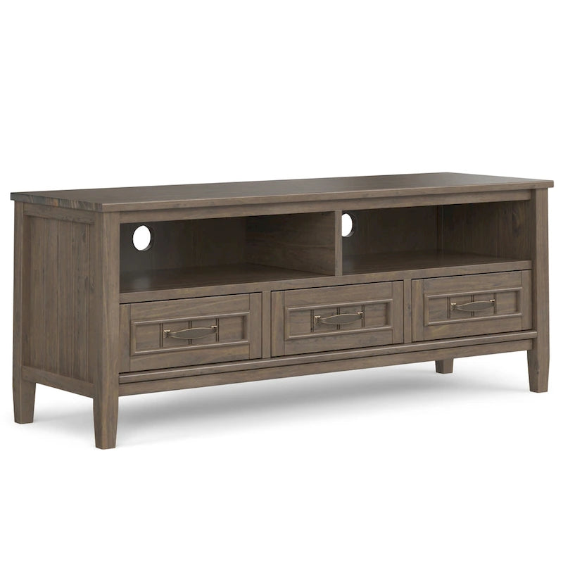 WYNDENHALL Rowan SOLID WOOD 50  Wide Contemporary TV Media Stand in Smoky Brown For TVs upto 55 inches - 16 d x 50  w x 20 h