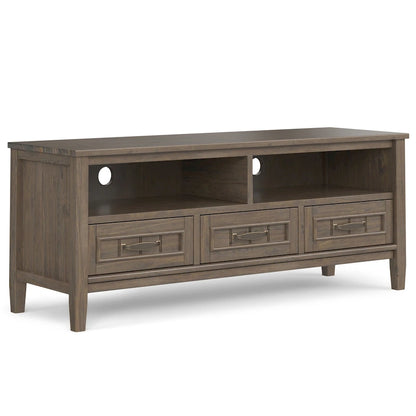 WYNDENHALL Rowan SOLID WOOD 50  Wide Contemporary TV Media Stand in Smoky Brown For TVs upto 55 inches - 16 d x 50  w x 20 h