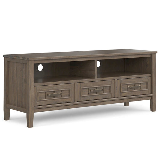 WYNDENHALL Rowan SOLID WOOD 50  Wide Contemporary TV Media Stand in Smoky Brown For TVs upto 55 inches - 16 d x 50  w x 20 h