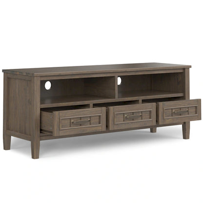 WYNDENHALL Rowan SOLID WOOD 50  Wide Contemporary TV Media Stand in Smoky Brown For TVs upto 55 inches - 16 d x 50  w x 20 h