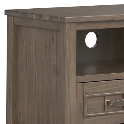 WYNDENHALL Rowan SOLID WOOD 50  Wide Contemporary TV Media Stand in Smoky Brown For TVs upto 55 inches - 16 d x 50  w x 20 h