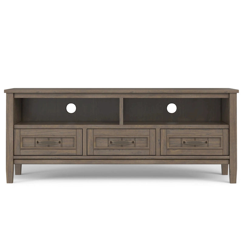 WYNDENHALL Rowan SOLID WOOD 50  Wide Contemporary TV Media Stand in Smoky Brown For TVs upto 55 inches - 16 d x 50  w x 20 h
