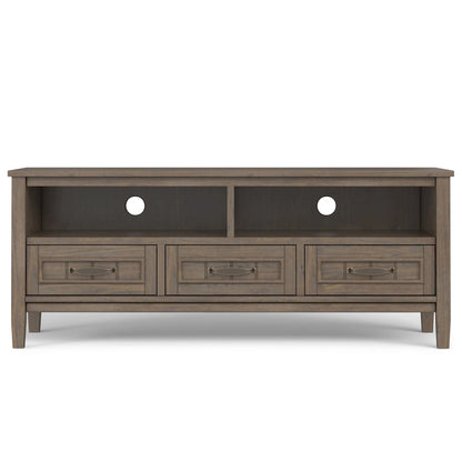 WYNDENHALL Rowan SOLID WOOD 50  Wide Contemporary TV Media Stand in Smoky Brown For TVs upto 55 inches - 16 d x 50  w x 20 h