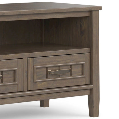 WYNDENHALL Rowan SOLID WOOD 50  Wide Contemporary TV Media Stand in Smoky Brown For TVs upto 55 inches - 16 d x 50  w x 20 h