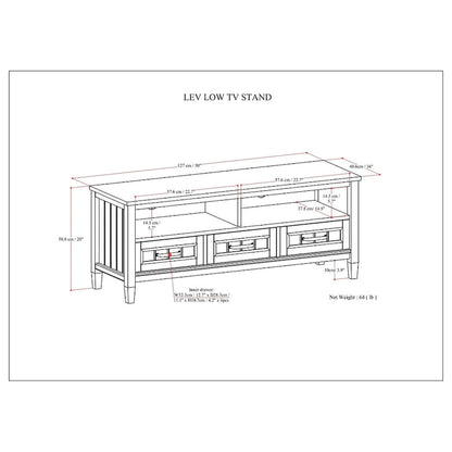 WYNDENHALL Rowan SOLID WOOD 50  Wide Contemporary TV Media Stand in Smoky Brown For TVs upto 55 inches - 16 d x 50  w x 20 h