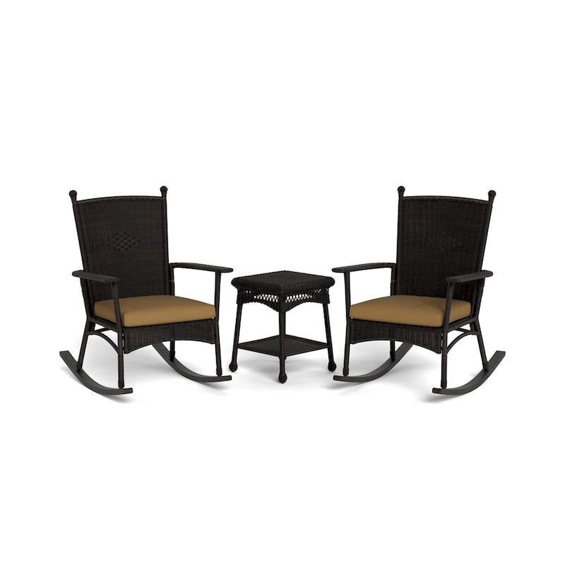 Portside Classic Dark Roast Rocking Chair Set (3-Piece)