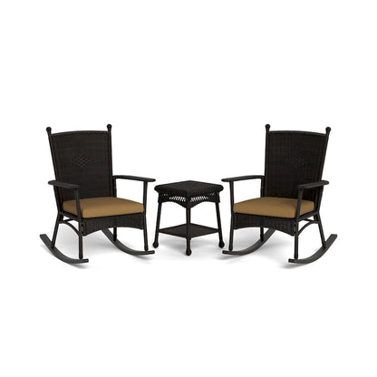 Portside Classic Dark Roast Rocking Chair Set (3-Piece)