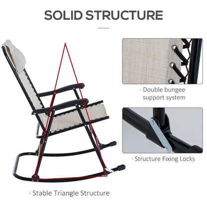 Outsunny Set di Poltrone a Dondolo con Tessuto a Rete Traspirante, Cuscino, Bianco Crema