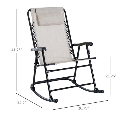 Outsunny Set di Poltrone a Dondolo con Tessuto a Rete Traspirante, Cuscino, Bianco Crema