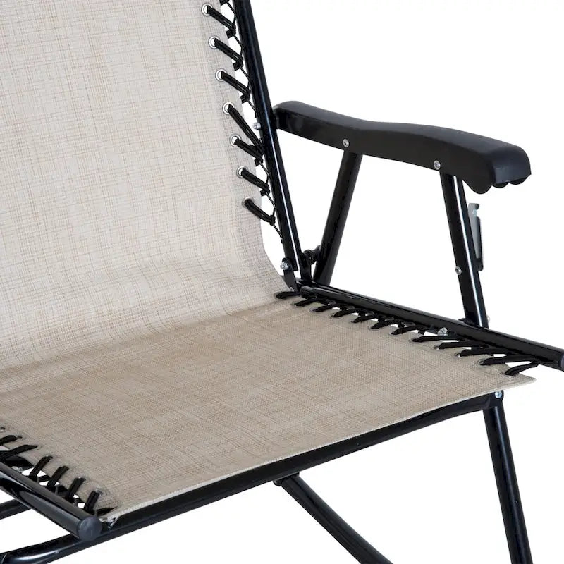 Outsunny Set di Poltrone a Dondolo con Tessuto a Rete Traspirante, Cuscino, Bianco Crema