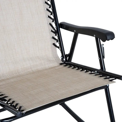 Outsunny Set di Poltrone a Dondolo con Tessuto a Rete Traspirante, Cuscino, Bianco Crema