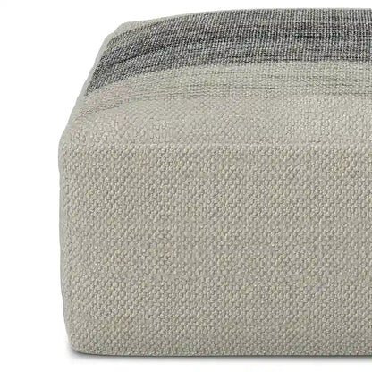 WYNDENHALL Irena Square Woven Pouf in Grey and White Recycled PET Polyester