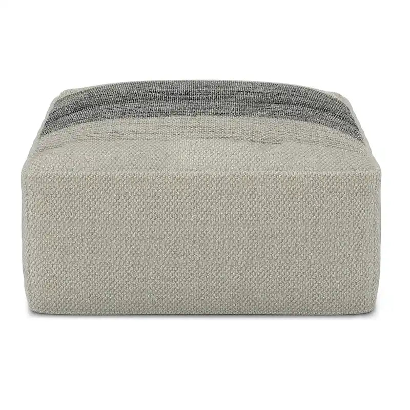WYNDENHALL Irena Square Woven Pouf in Grey and White Recycled PET Polyester