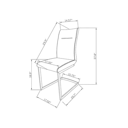 Somette Kalie Cantilever Side Chair with Highlight Stitching, Set of 2