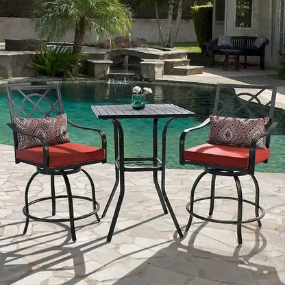 3-Piece Outdoor Patio Metal High Seating Swivel Bistro Set - 3-Pieces