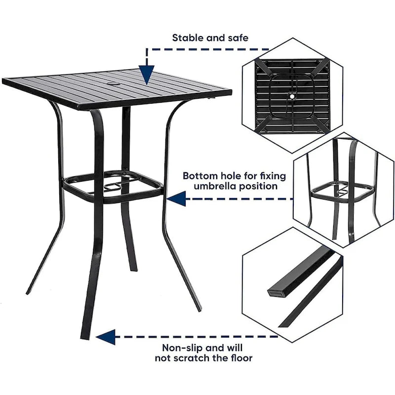 3-Piece Outdoor Patio Metal High Seating Swivel Bistro Set - 3-Pieces