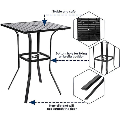 3-Piece Outdoor Patio Metal High Seating Swivel Bistro Set - 3-Pieces
