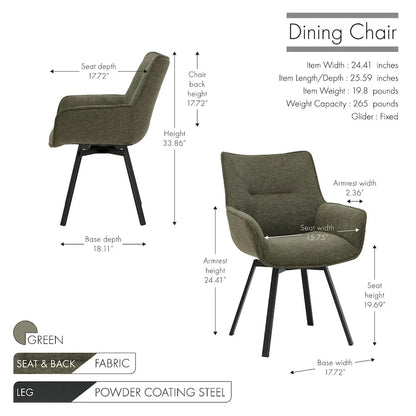 Porthos Home Mirri Swivel Fabric Dining Chair with Steel Legs