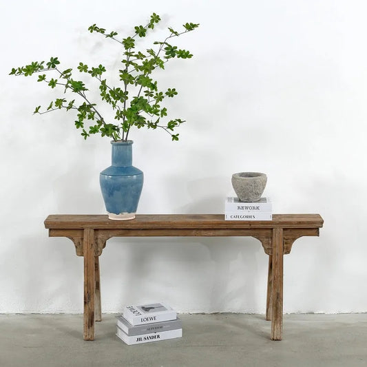 Artissance Vintage Noodle Bench with Front Panel, Weathered Natural Wood Finish (Size & Finish Vary) - 57 W x 6.2 L x 22 H