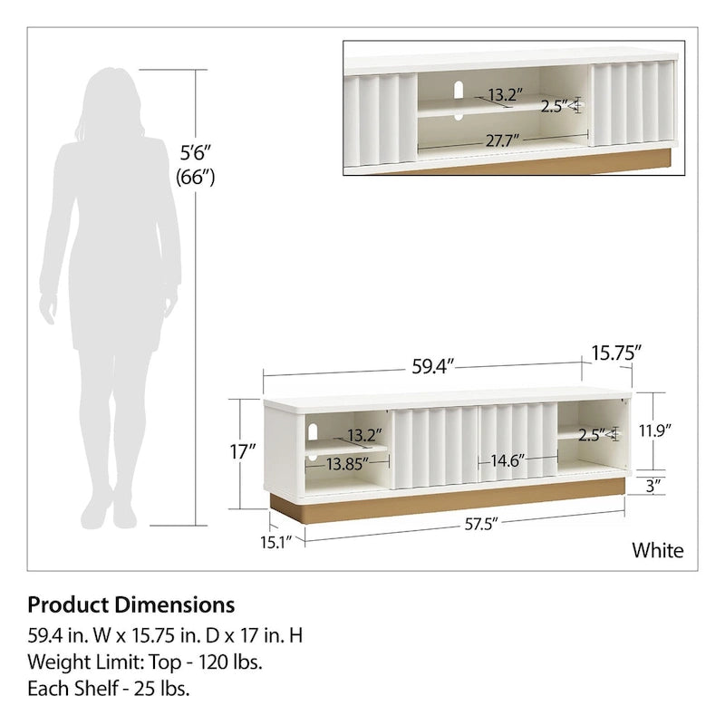 CosmoLiving by Cosmopolitan Rene Modern Scalloped TV Stand for TVs up to 65  - Up to 65