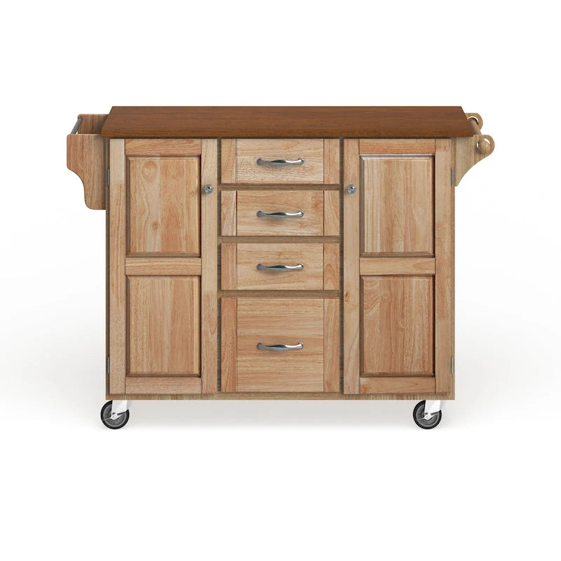 Carrello da cucina a 4 cassetti Copper Grove Puff Island con finitura naturale