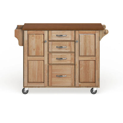 Carrello da cucina a 4 cassetti Copper Grove Puff Island con finitura naturale