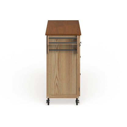 Carrello da cucina a 4 cassetti Copper Grove Puff Island con finitura naturale