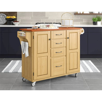 Carrello da cucina a 4 cassetti Copper Grove Puff Island con finitura naturale