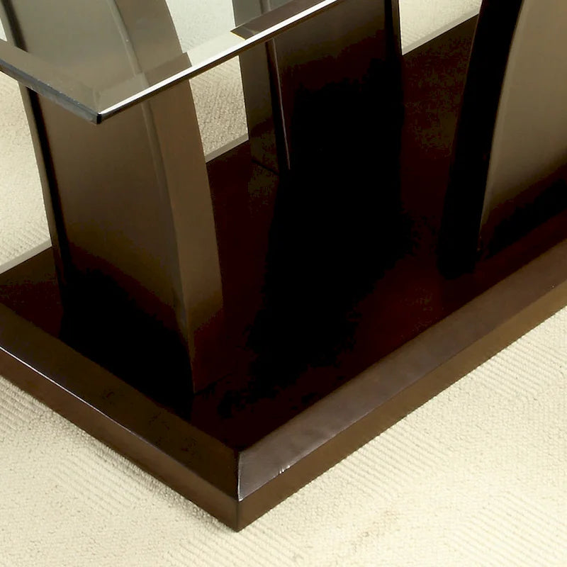 Furniture of America Bind Contemporary Cherry 72-inch Glass Top Dining Table