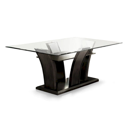 Furniture of America Bind Contemporary Cherry 72-inch Glass Top Dining Table