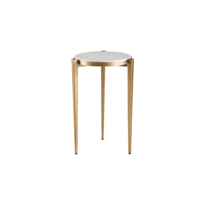 Billie 24-Inch Tall Genuine Marble Top White and Gold Accent End Table
