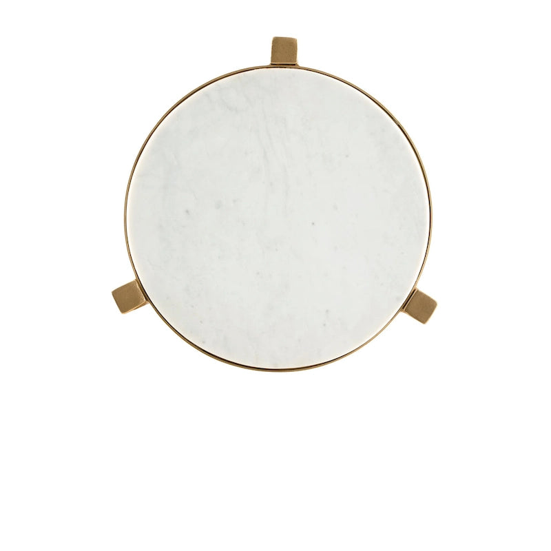 Billie 24-Inch Tall Genuine Marble Top White and Gold Accent End Table