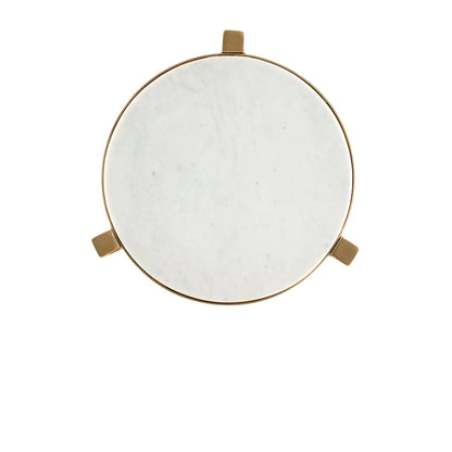 Billie 24-Inch Tall Genuine Marble Top White and Gold Accent End Table