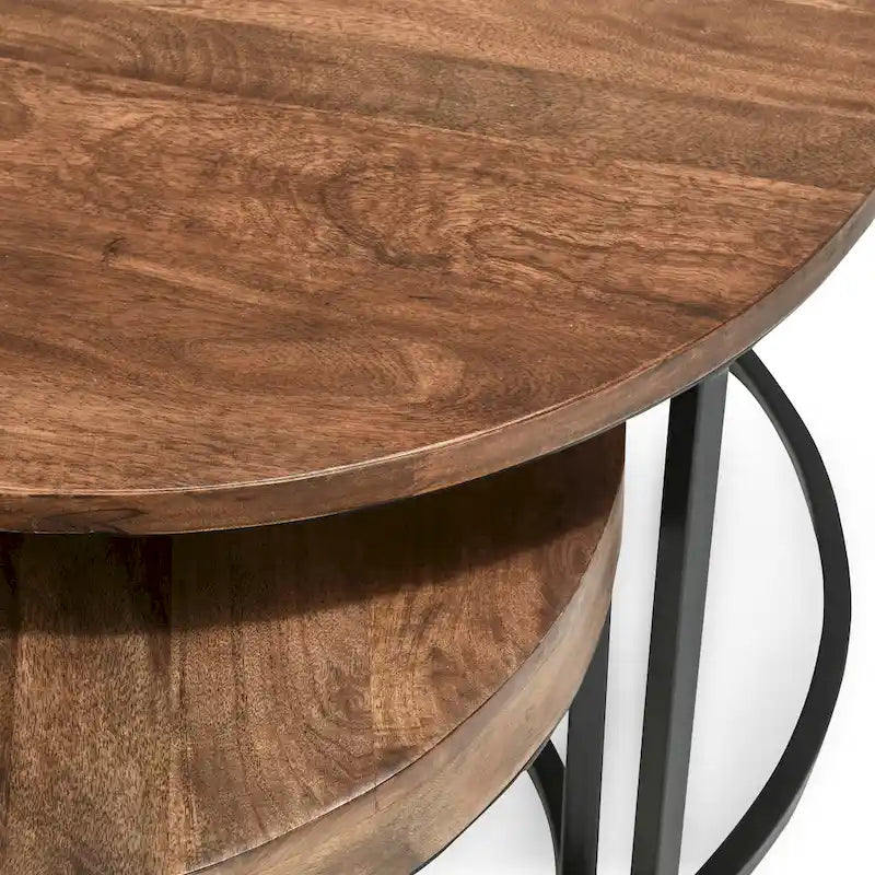 Classic Home Emma Set of 2 Nesting Tables in Natural Brown