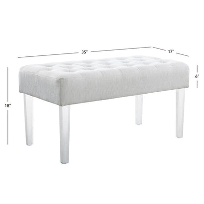 Linon Jordan White Crystal Tufted Entryway Bench