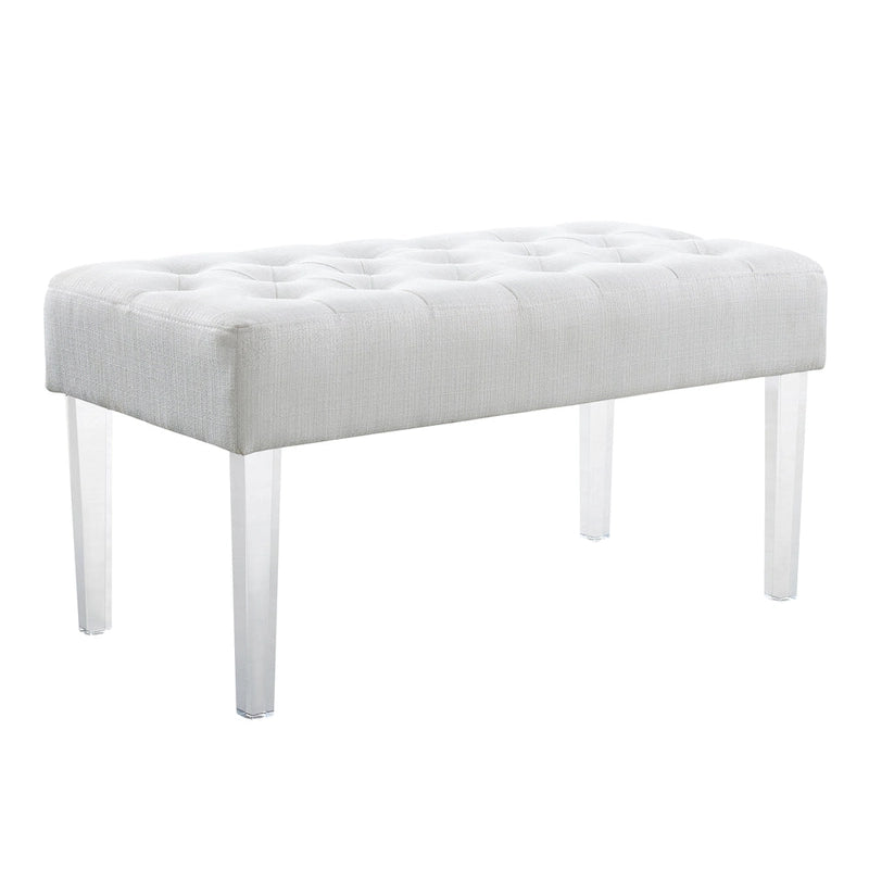 Linon Jordan White Crystal Tufted Entryway Bench