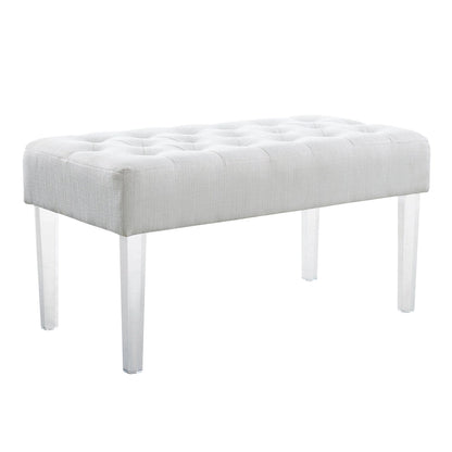 Linon Jordan White Crystal Tufted Entryway Bench