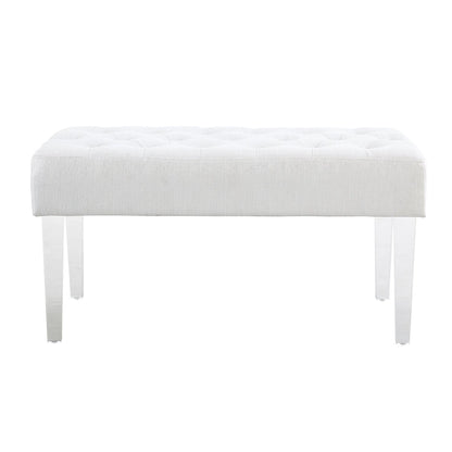 Linon Jordan White Crystal Tufted Entryway Bench