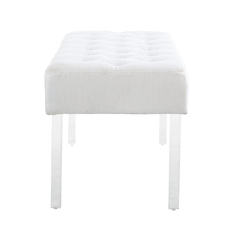 Linon Jordan White Crystal Tufted Entryway Bench
